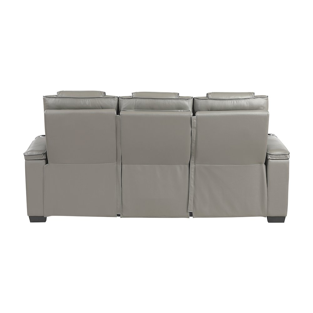 Apex Leather Power Double Reclining Sofa with Power Headrests in Gray. Picture 3
