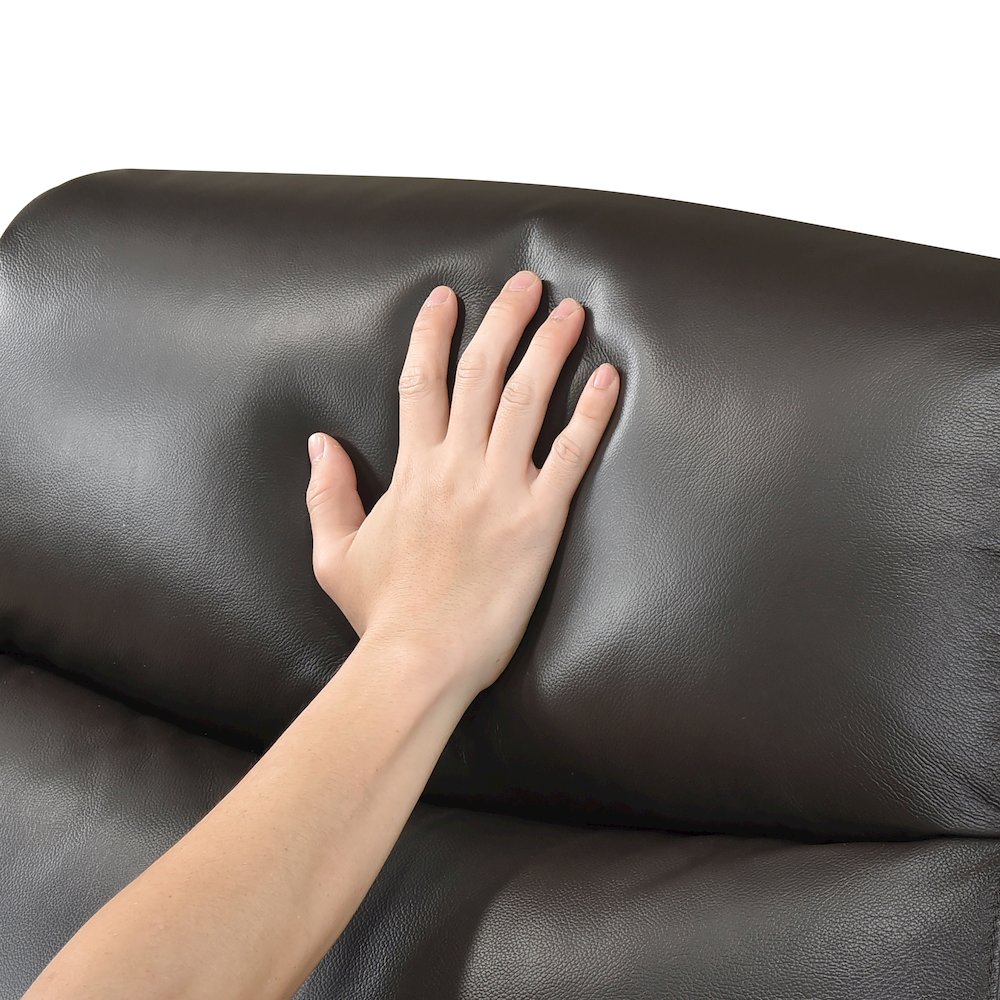 Leif Leather Power Reclining Chair in Dark Brown. Picture 8