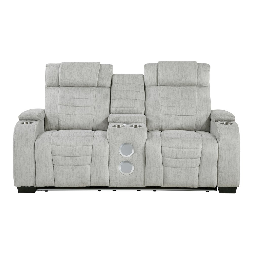 Ronan Microfiber 2pc Set: Sofa, Love in Light Gray. Picture 4