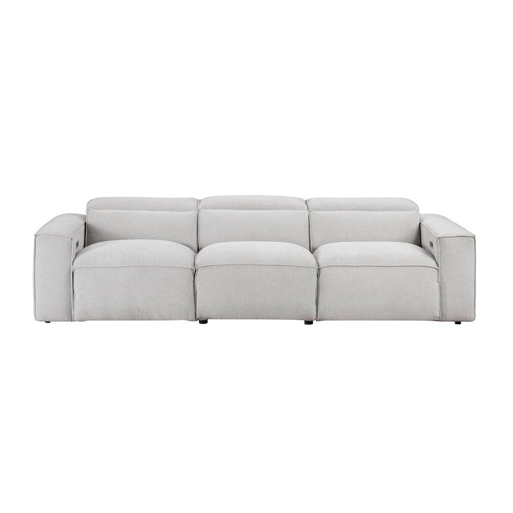 Phoebe Microfiber Power Double Reclining Sofa in Light Gray. Picture 4