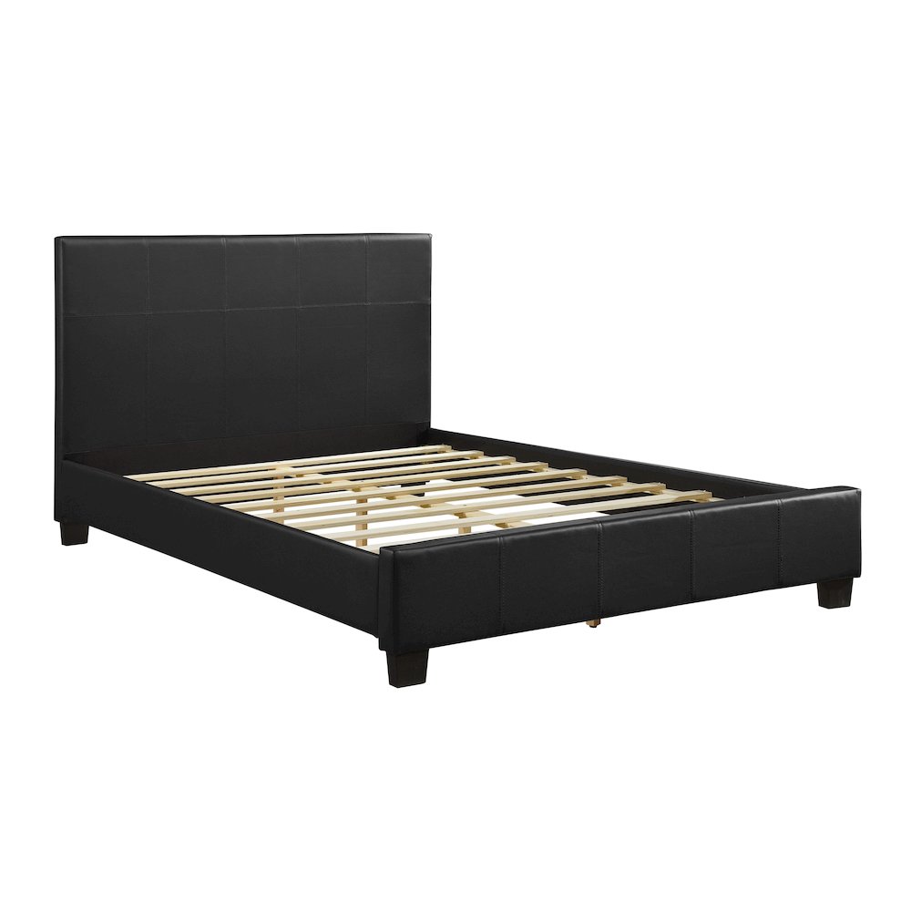 Lorenzi Faux Leather Eastern King Bed in Black. Picture 2