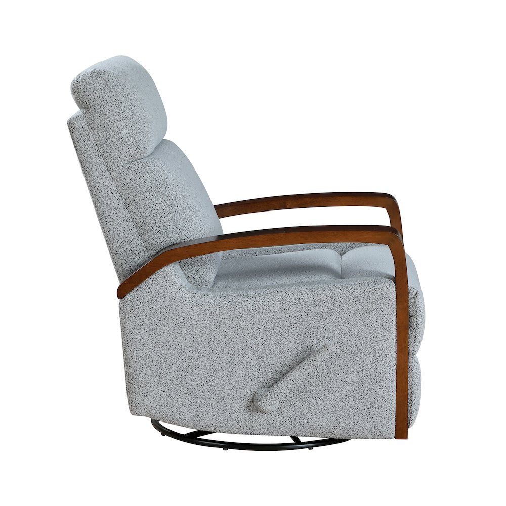 Margerie Boucle Swivel Glider Reclining Chair in Gray. Picture 6