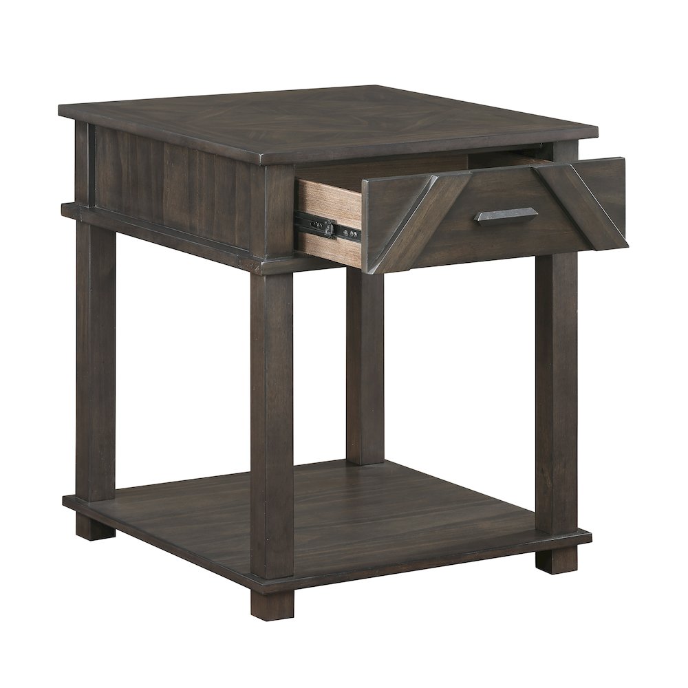 Lakeside Rubberwood End Table in Brown. Picture 5