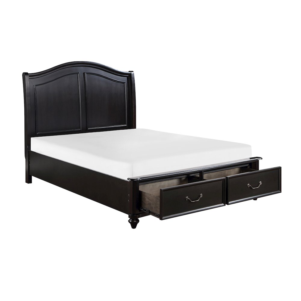Herman Poplar Queen Platform Bed w Footboard Storage in Charcoal Brown. Picture 5