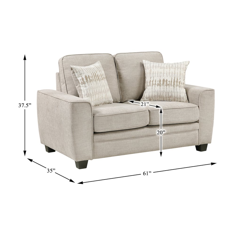 Zander Chenille Love Seat in Taupe. Picture 5