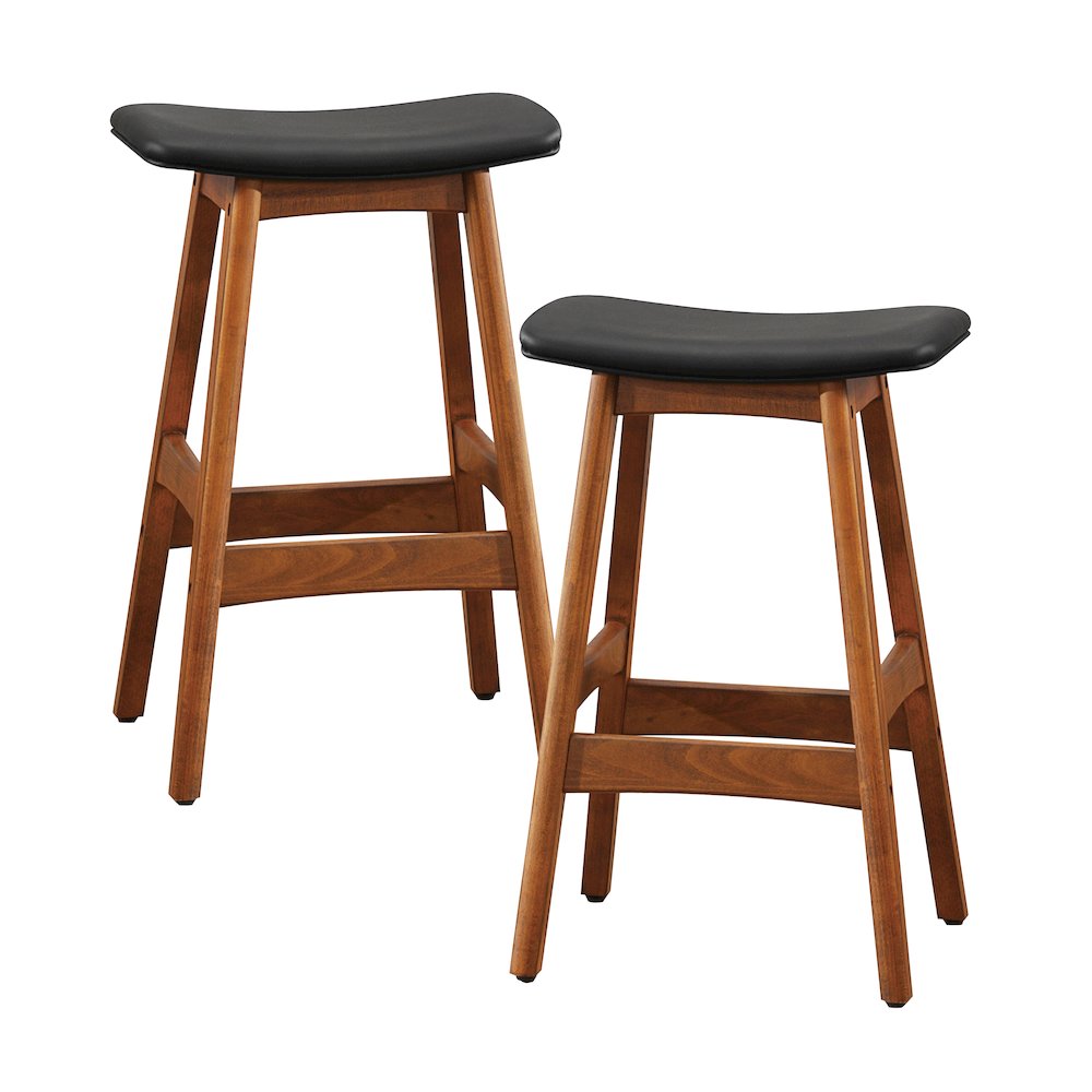Ride Walnut Counter Height Stool, Set of 2 in Matt Black. Picture 3