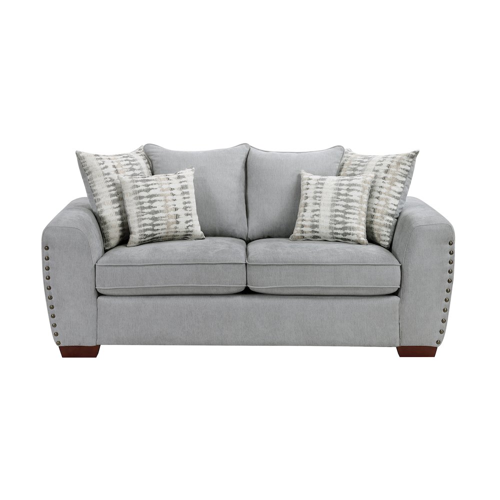 Hume Chenille 2pc Set: Sofa, Loveseat in Gray. Picture 7
