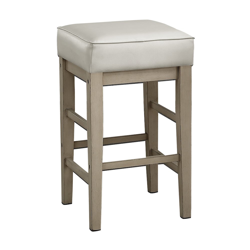 Pittsville Solid Wood 24" Height Square Stool, Set of 2 in White. Picture 1