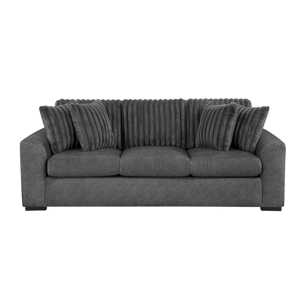 Athena Textured 2pc Set: Sofa, Loveseat in Dark Gray. Picture 8