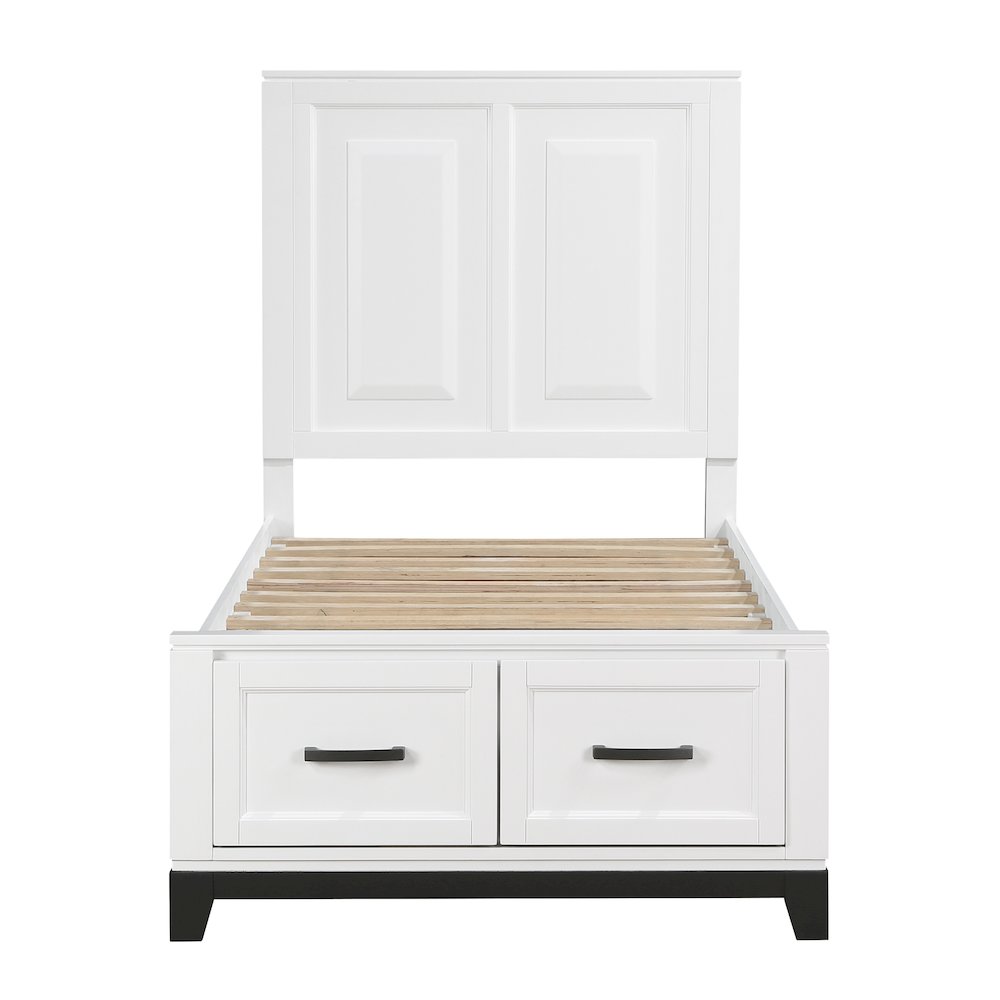 Garretson Acacia Twin Pltfm Bed in 2-Tone Finish (White n Metallic Gray). Picture 5