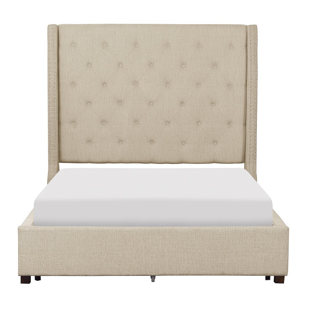 Fairborn Solid Wood Queen Platform Bed in Beige. Picture 3