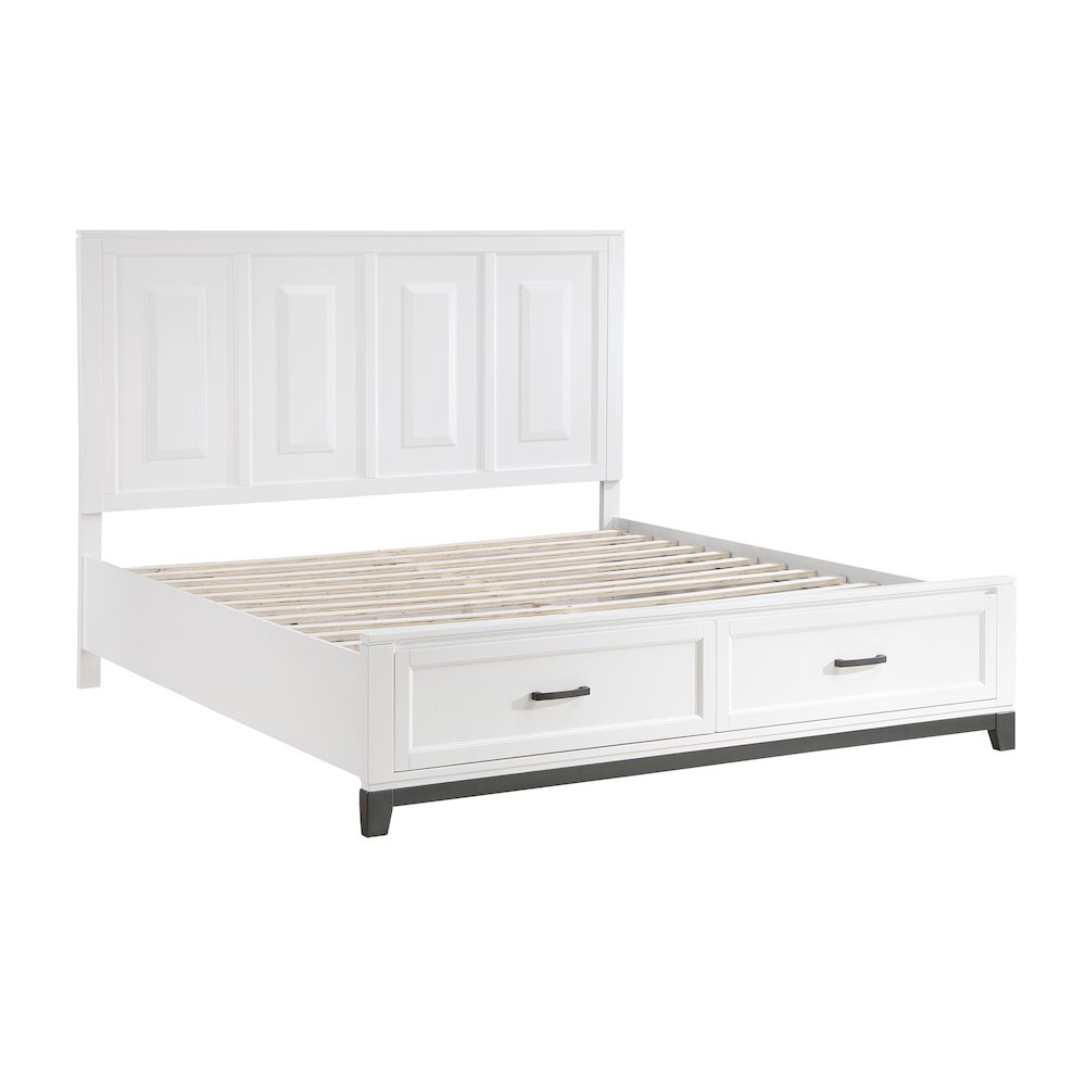 Garretson Acacia EK Pltfm Bed in 2-Tone Finish (White and Metallic Gray). Picture 2