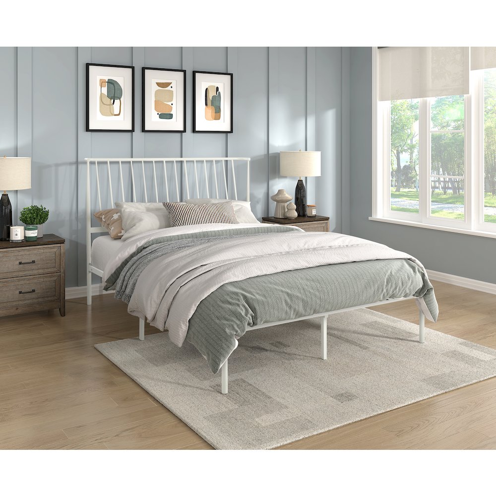 Augusta Metal Eastern King Metal Platform Bed in White. Picture 3