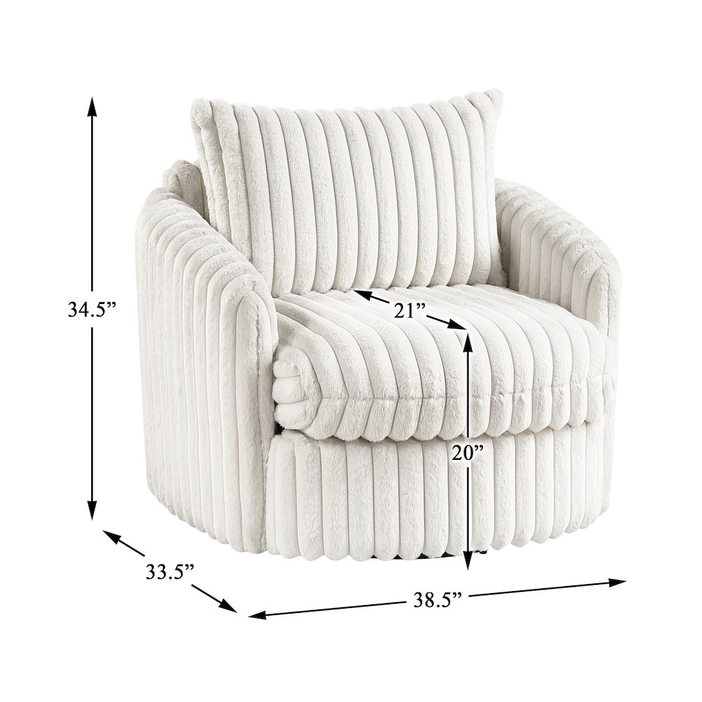 Tomball Corduroy Swivel Chair in Beige. Picture 8