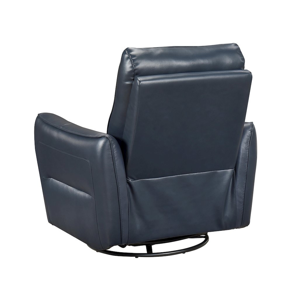 Thomas Leather Swivel Glider Reclining Chair in Dark Blue. Picture 4