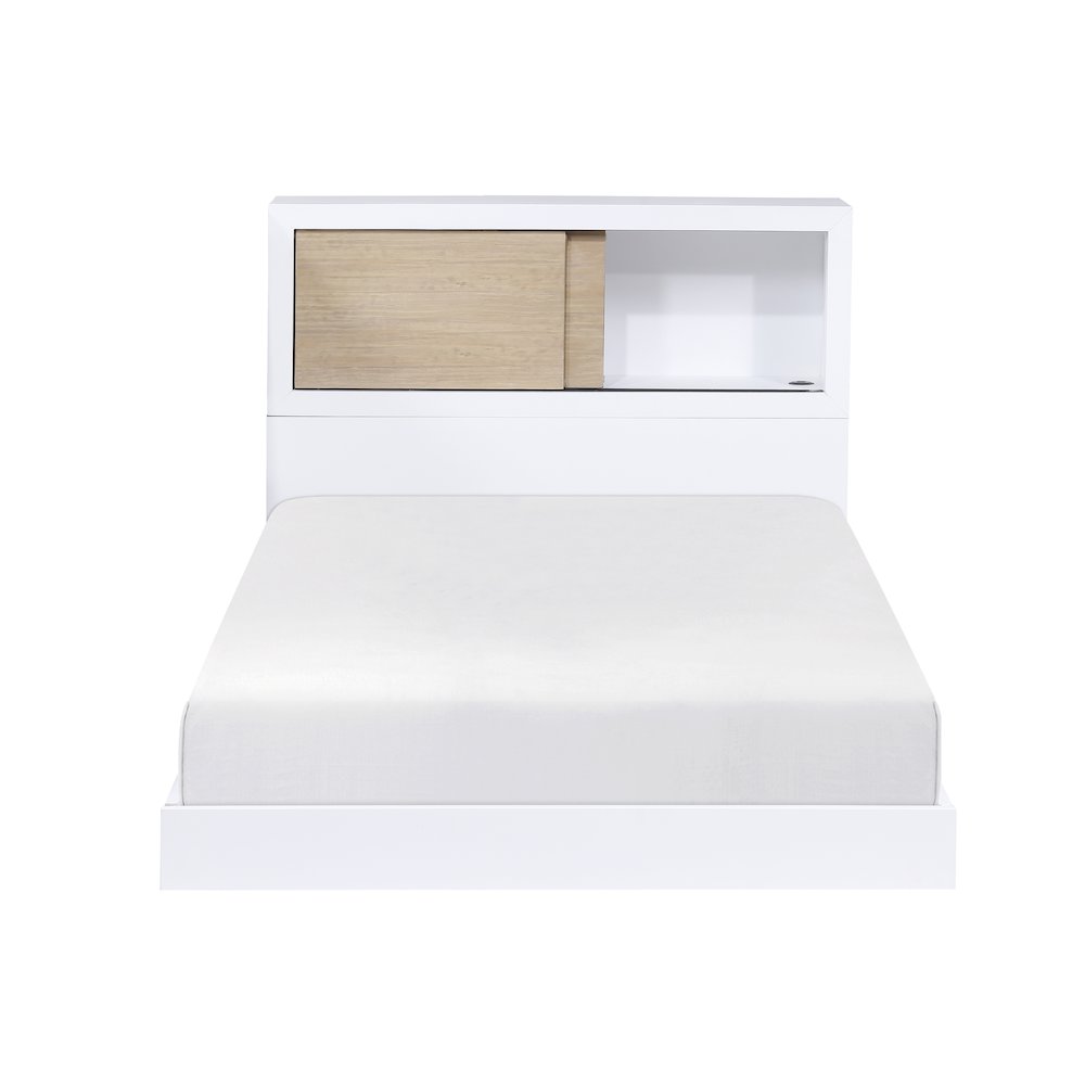 Asker Asian Hardwood Twin Bookcase Bed in 2-Tone (White and Natural). Picture 7