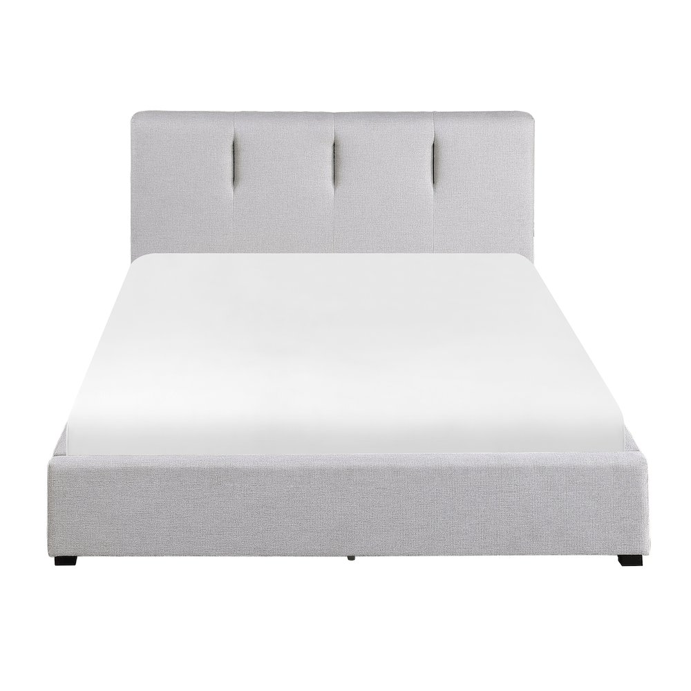 Aitana Textured Full Platform Bed with Storage Drawer in Gray. Picture 3