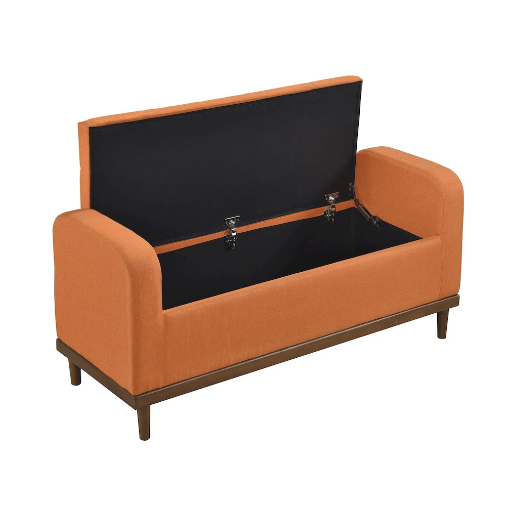 Brigitte Textured Lift Top Storage Bench in Orange. Picture 7