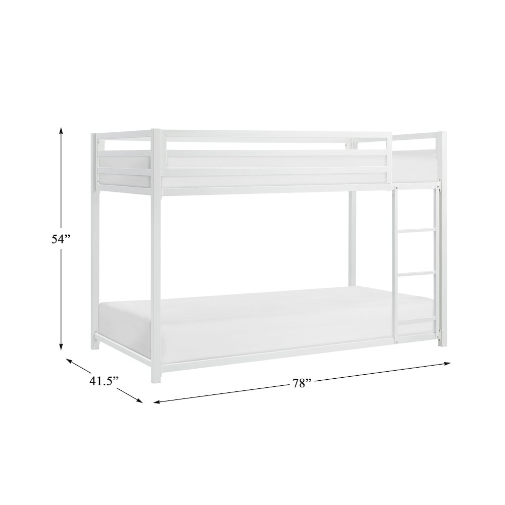 Jovie Metal Twin Over Twin Metal Bunk Bed in White. Picture 6