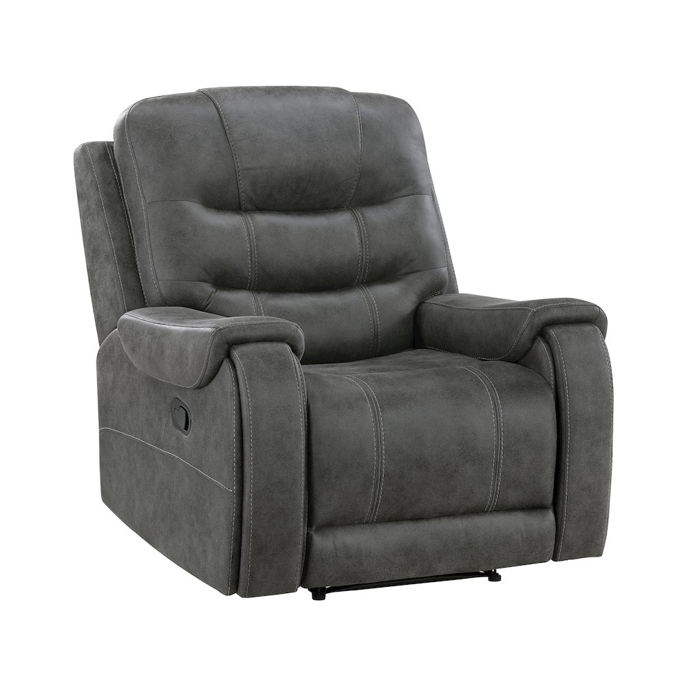 Oberon Microfiber Reclining Chair in Dark Gray. Picture 1