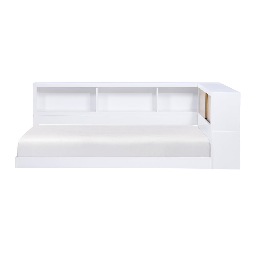 Asker A. Hardwood Twin Bookcase Corner Bed in 2-Tone (White and Natural). Picture 11