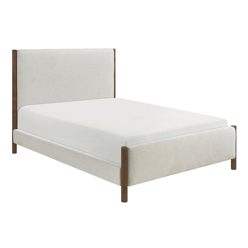 Julian Chenille Queen Platform Bed in Beige. Picture 1