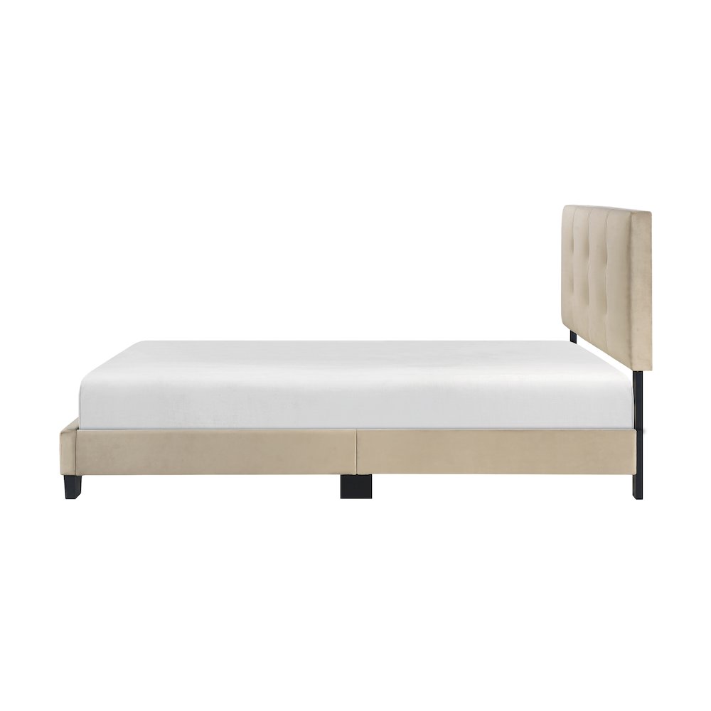 Newberry Velvet Full Platform Bed in Light Brown. Picture 7