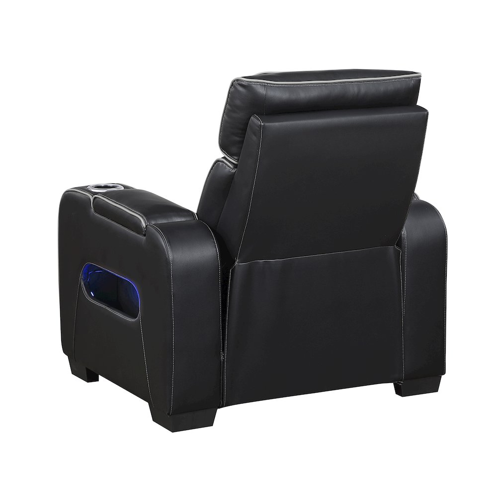 Fairway Faux Leather 3PC Power Double Reclining Sofa in Black. Picture 7