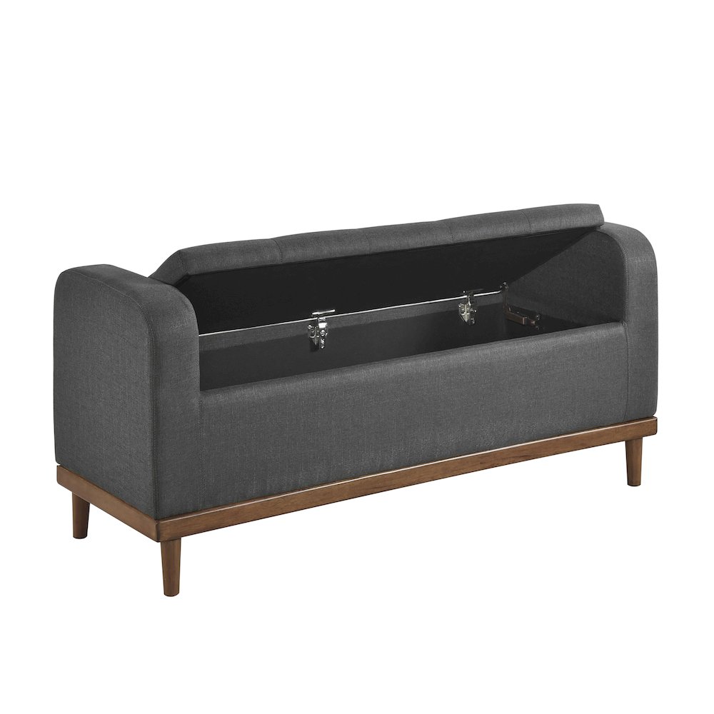Brigitte Textured Lift Top Storage Bench in Dark Gray. Picture 6