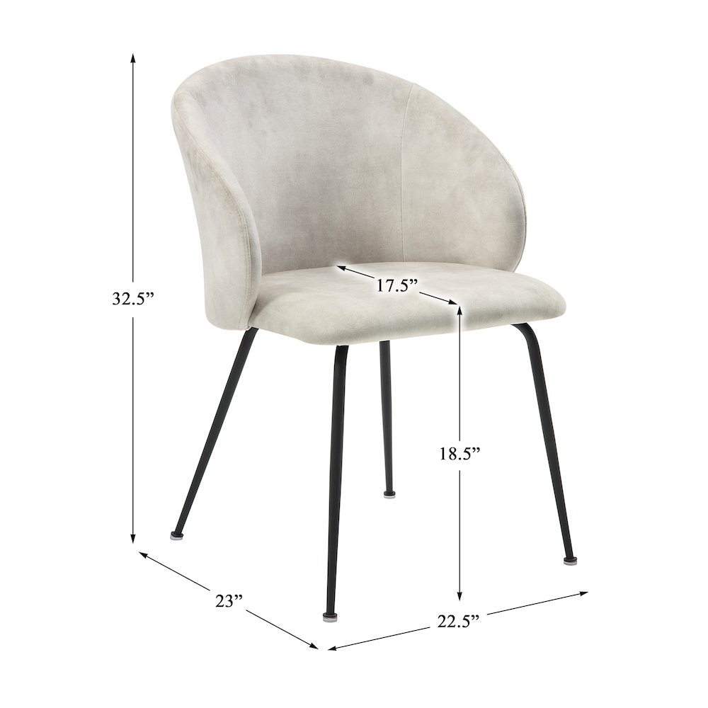 Cosimo Velvet Dining Room Side Chair, set of 2 in Beige. Picture 4