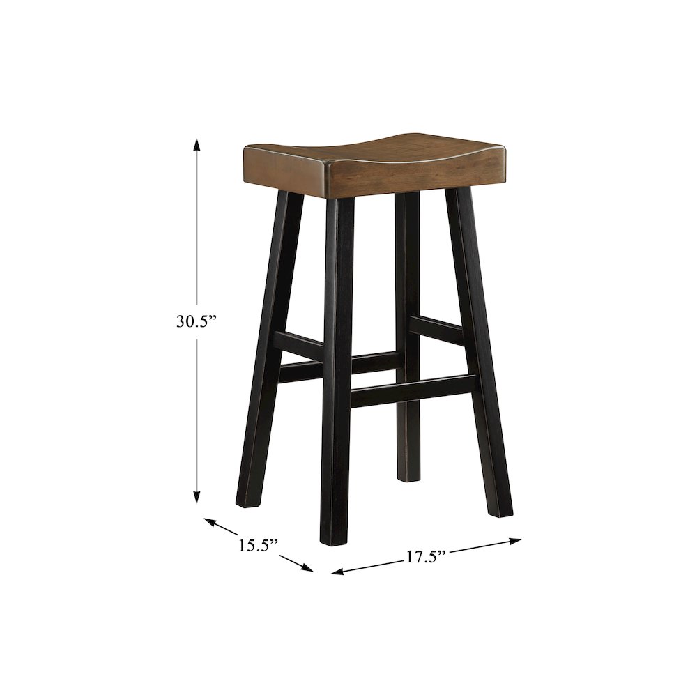Caspian Solid Wood 29" Stool in Black and Brown Finish. Picture 4