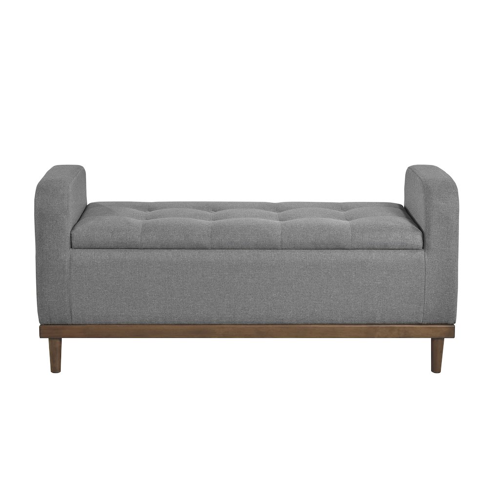 Brigitte Textured Lift Top Storage Bench in Gray. Picture 4