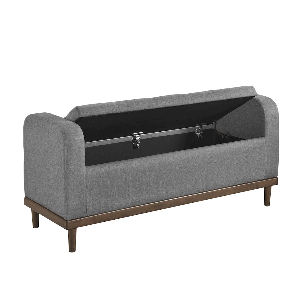 Brigitte Textured Lift Top Storage Bench in Gray. Picture 6