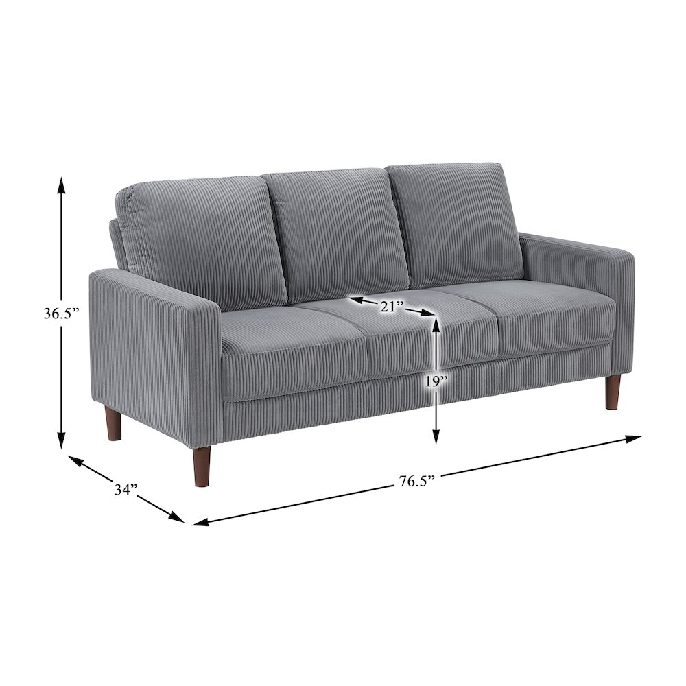 Crandall Corduroy Sofa in Gray. Picture 6