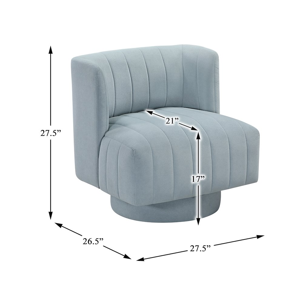 Joyce Textured Swivel Chair in Aqua Blue. Picture 5