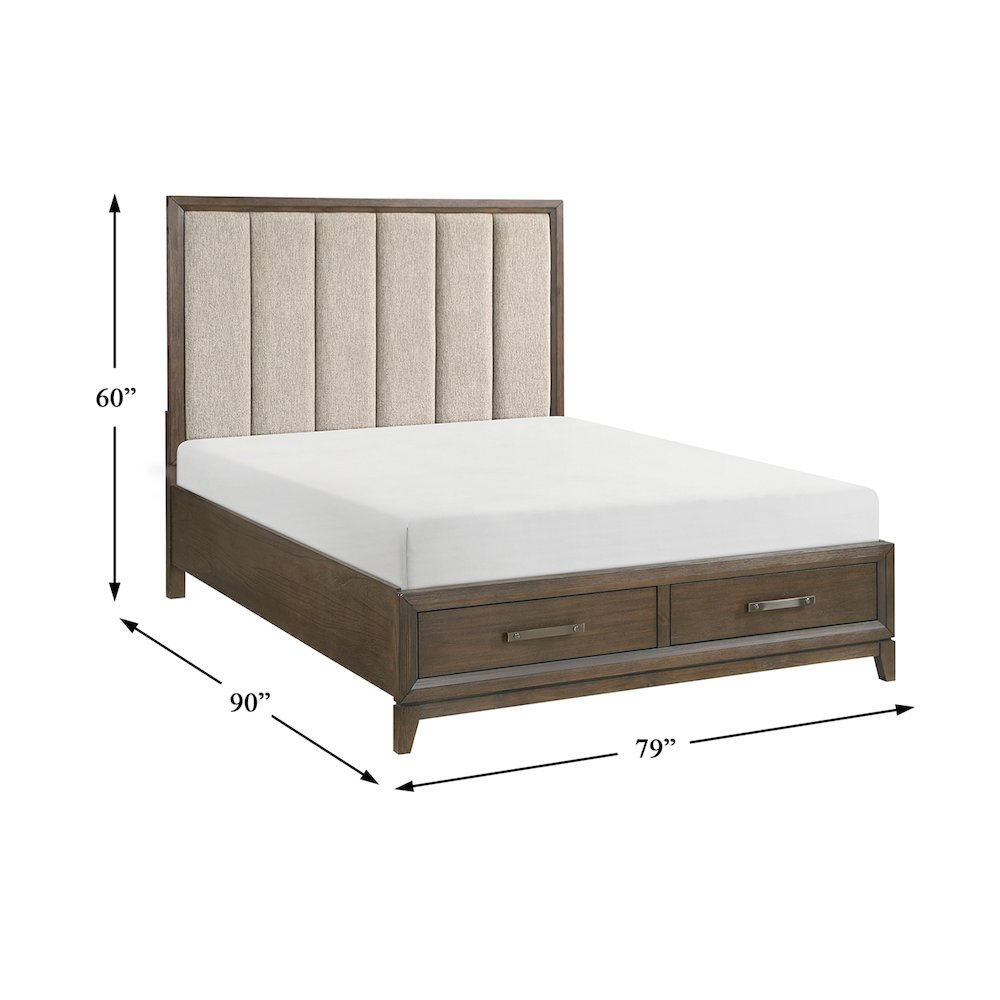 Aris Asian Hardwood California King Platform Bed in Dark Walnut. Picture 6