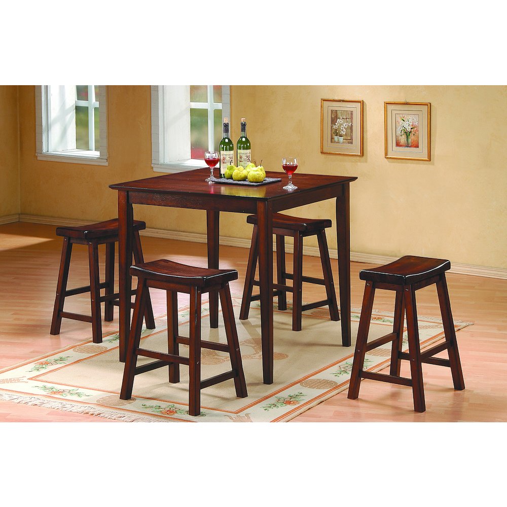Saddleback Solid Wood 24" Height Stool, Set of 2 in Cherry Finish. Picture 2