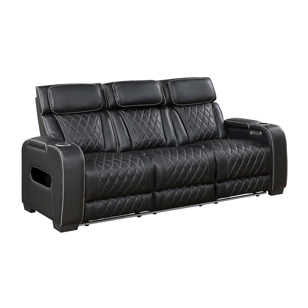 Fairway Faux Leather 2pc Set: Sofa, Loveseat in Black. Picture 2