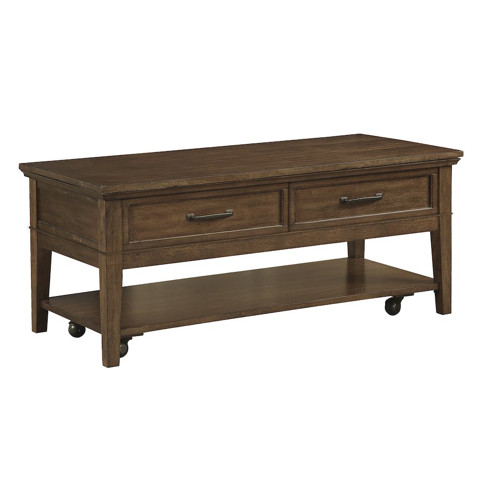 Whitley Asian Hardwood Cocktail Table in Brown. Picture 1