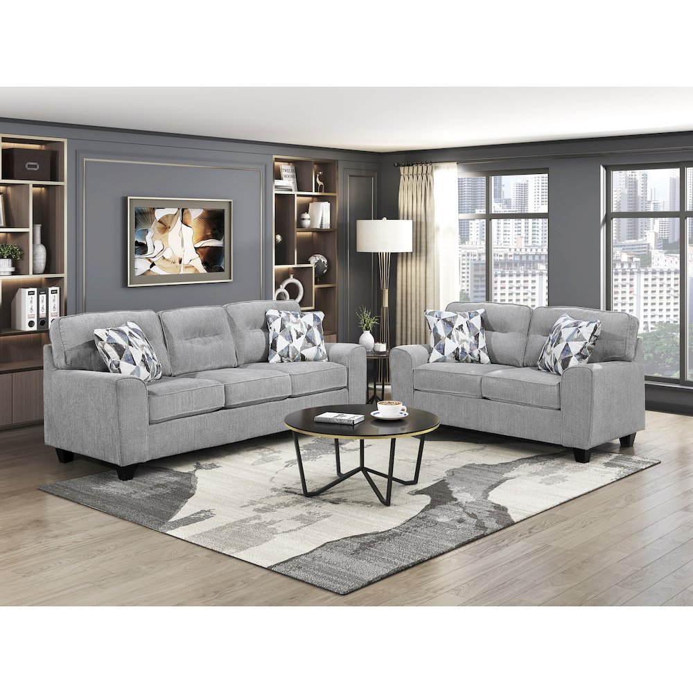 Bennett Chenille Love Seat in Gray. Picture 2