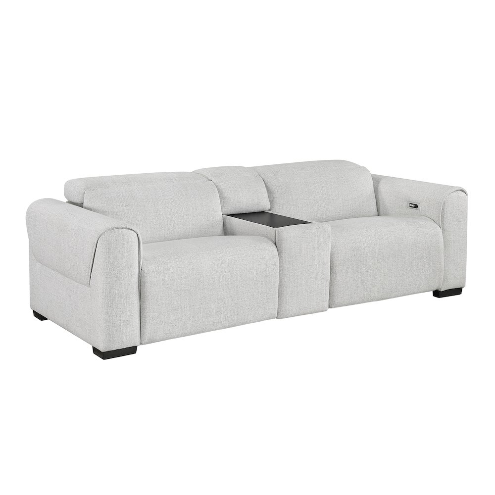 McPherson Chenille Power Double Reclining Love Seat in Cloud. Picture 1