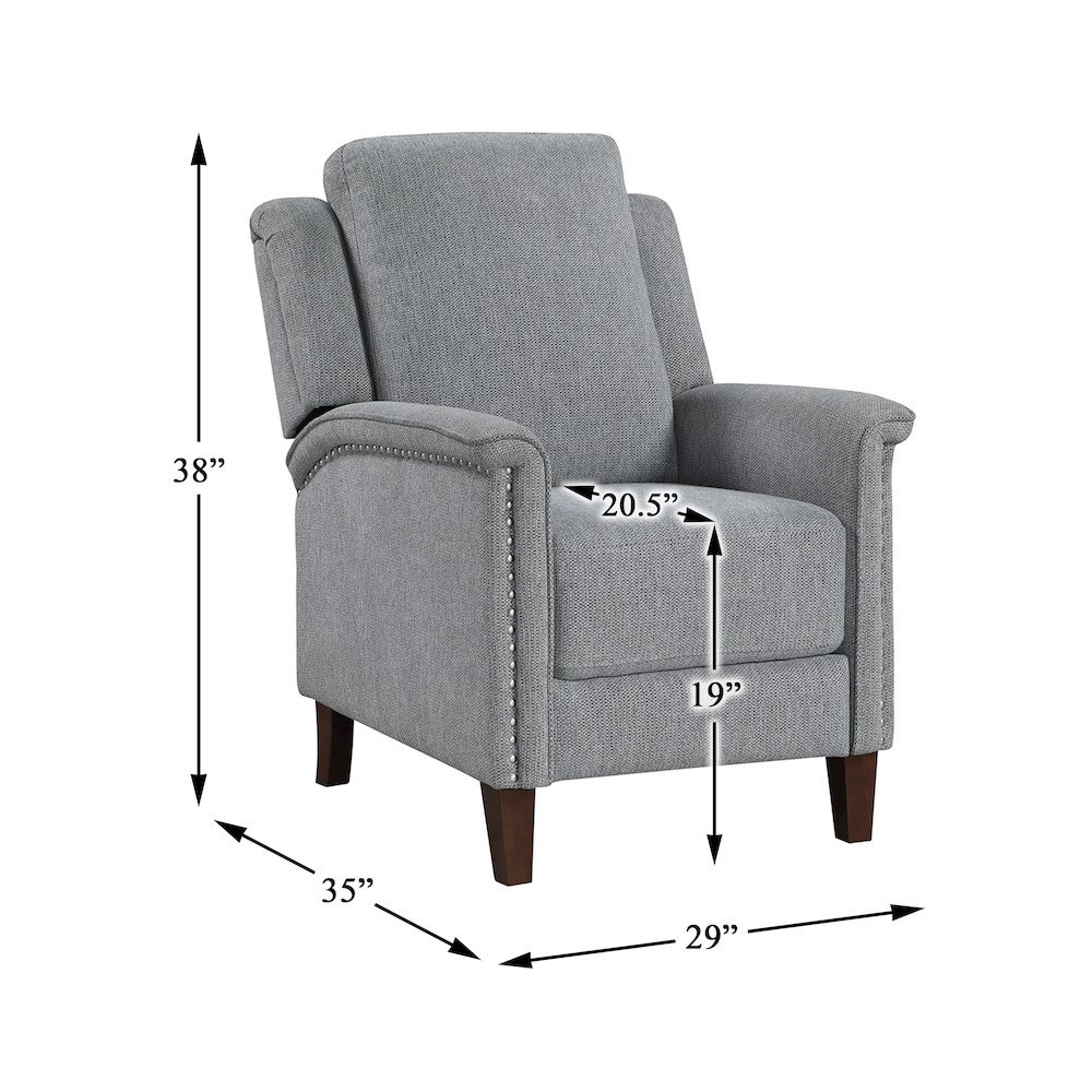 Lansing Chenille Push Back Reclining Chair in Gray. Picture 4