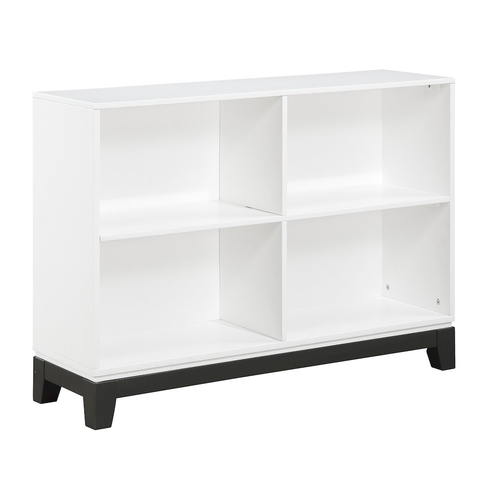 Garretson Acacia Bookcase in 2-Tone Finish (White and Metallic Gray). Picture 1