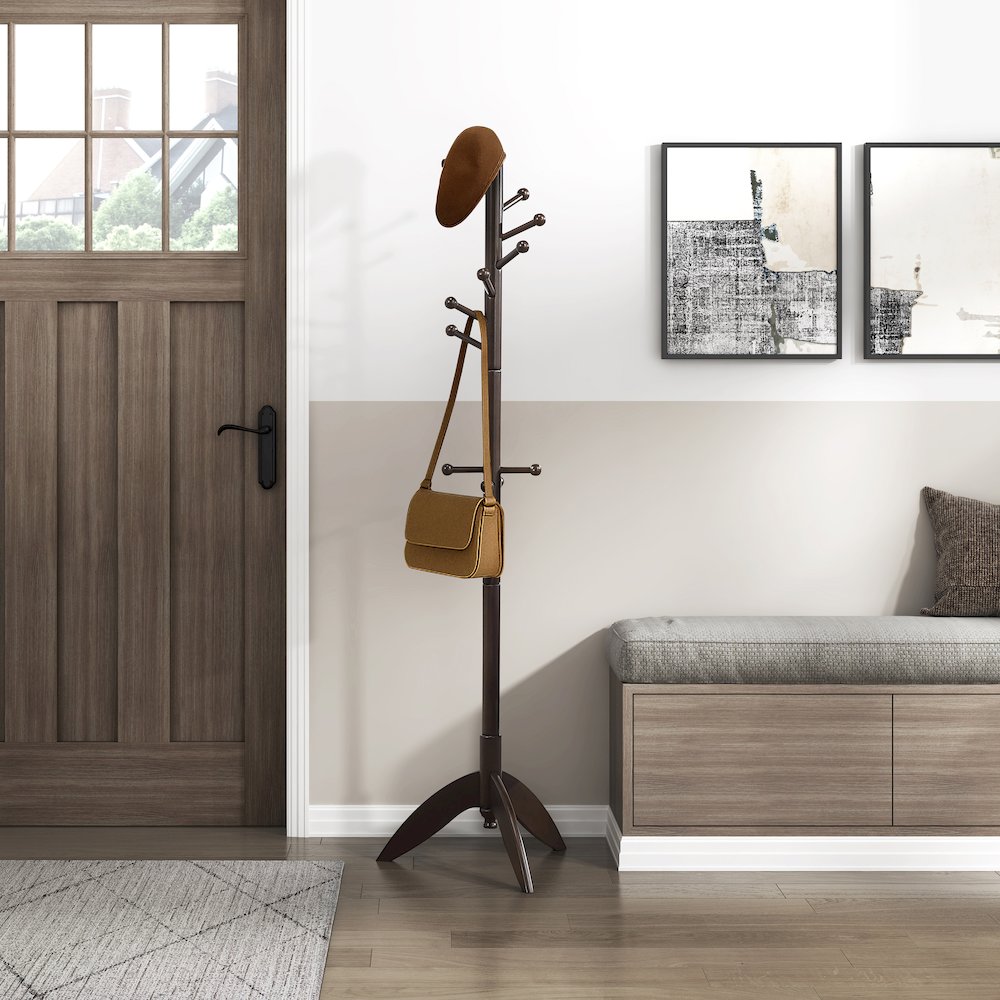Moe Rubberwood Coat Rack in Dark Brown. Picture 2