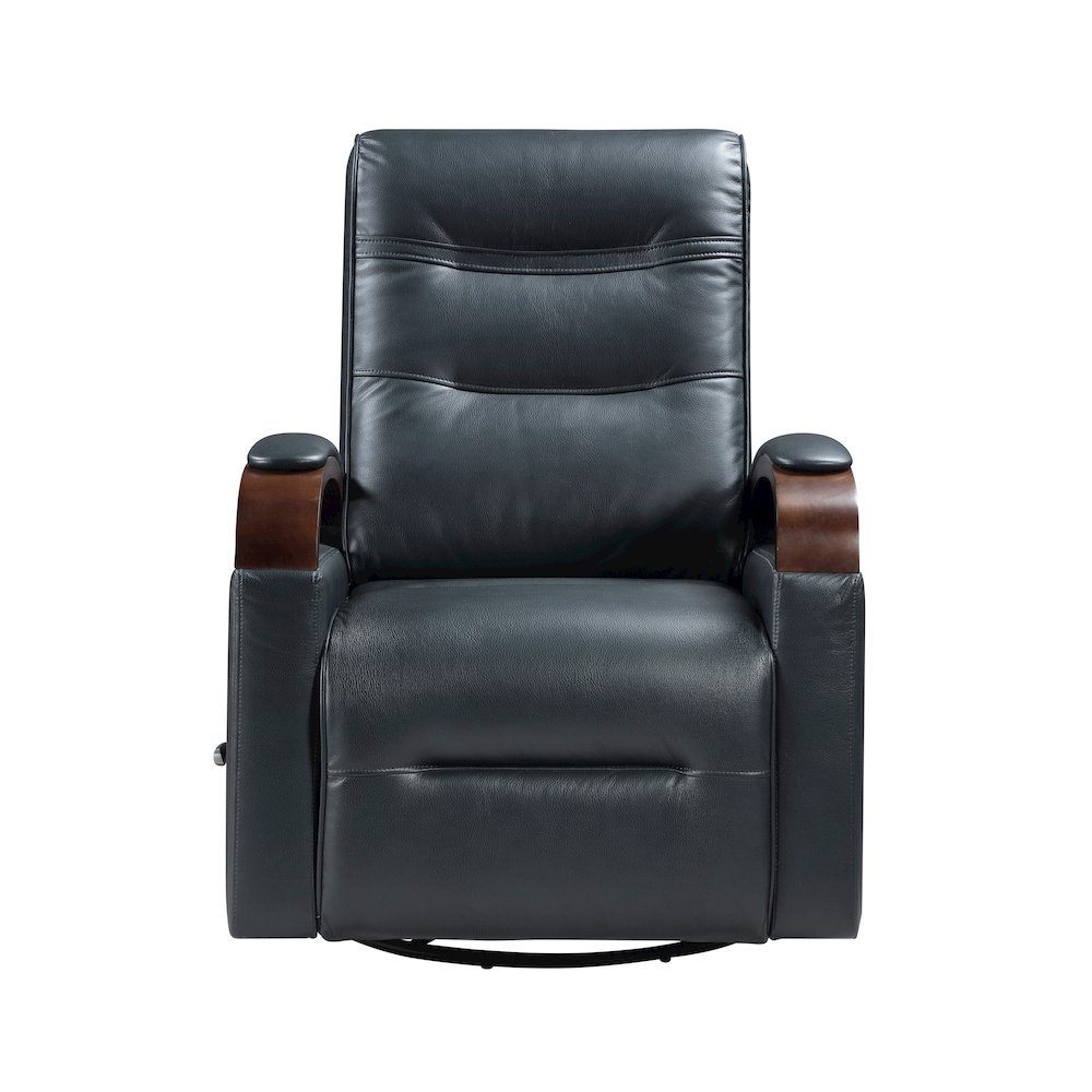 Margot Faux Leather Swivel Glider Reclining Chair in Dark Blue. Picture 4