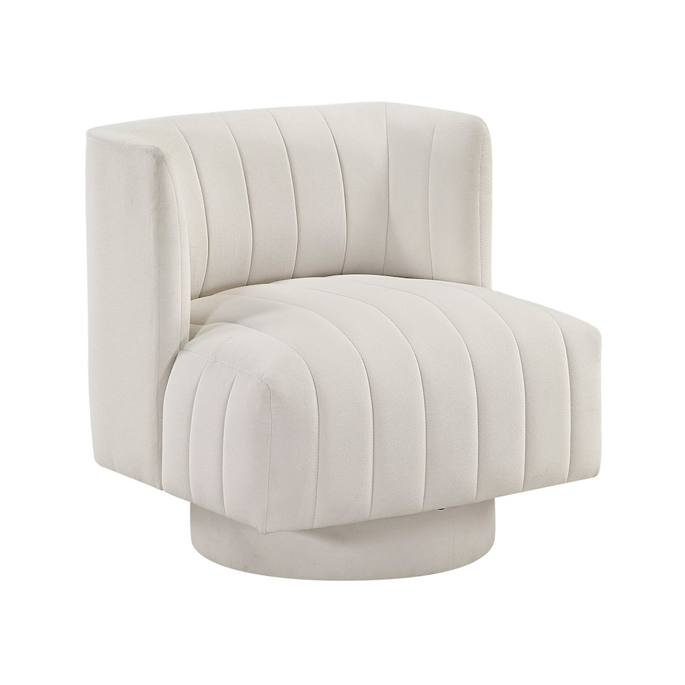 Joyce Textured Swivel Chair in Beige. Picture 1