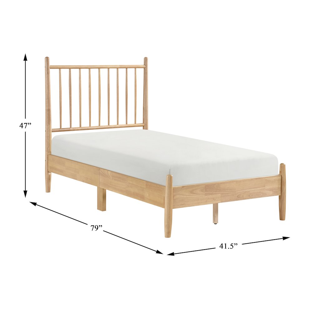 Brickell Rubberwood Twin Platform Bed in Natural. Picture 6