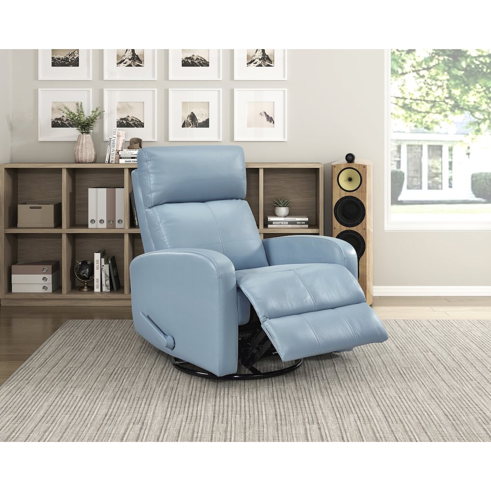 Sorrento Leather Swivel Glider Reclining Chair in Mocha. Picture 2