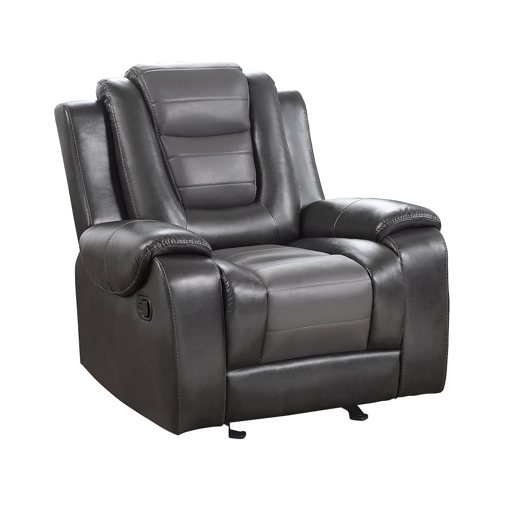 Briscoe F. Leather Gldr Rclng Chair in 2-Tone (Light Gray and Dark Gray). Picture 1