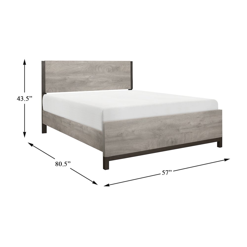 Zephyr Rubberwood Full Bed in Light Gray. Picture 5